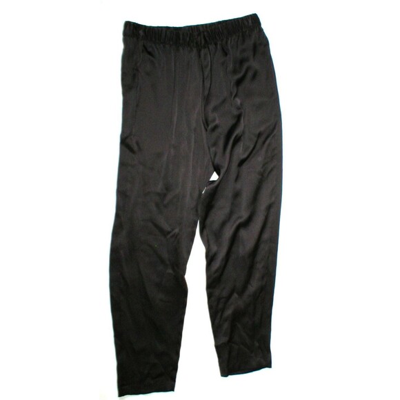 New NWT $195 Small Designer Josie Natori Silk Pants Dark Brown Key Crop Capri